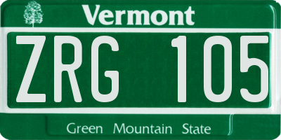 VT license plate ZRG105