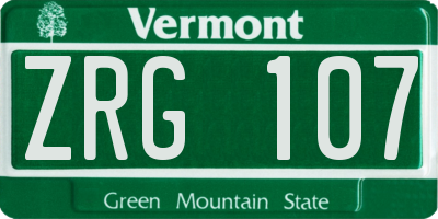 VT license plate ZRG107