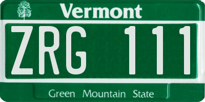 VT license plate ZRG111