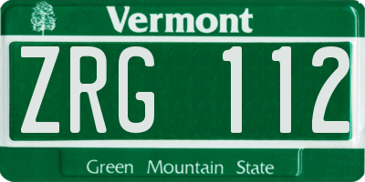 VT license plate ZRG112