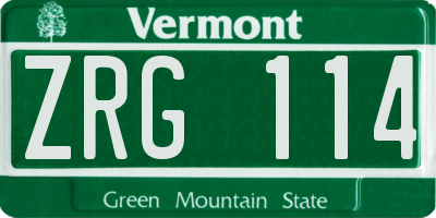 VT license plate ZRG114