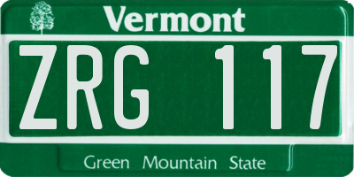 VT license plate ZRG117