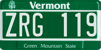 VT license plate ZRG119