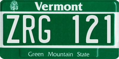 VT license plate ZRG121