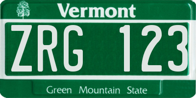 VT license plate ZRG123