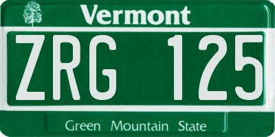 VT license plate ZRG125