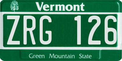 VT license plate ZRG126