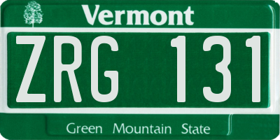 VT license plate ZRG131