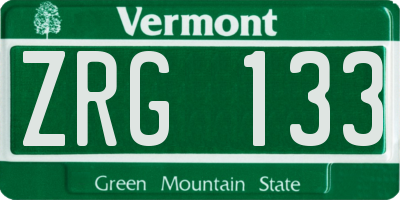 VT license plate ZRG133