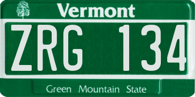 VT license plate ZRG134