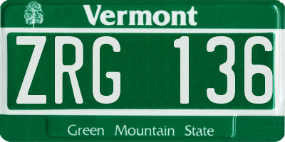VT license plate ZRG136