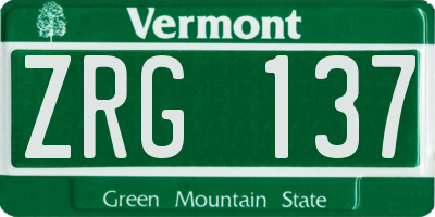 VT license plate ZRG137