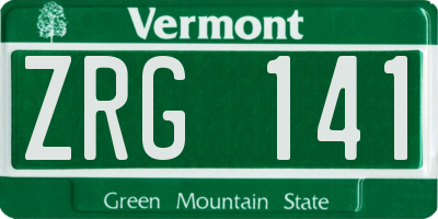 VT license plate ZRG141
