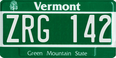 VT license plate ZRG142
