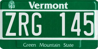 VT license plate ZRG145