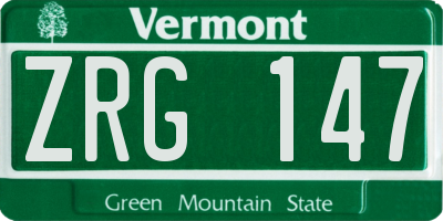 VT license plate ZRG147