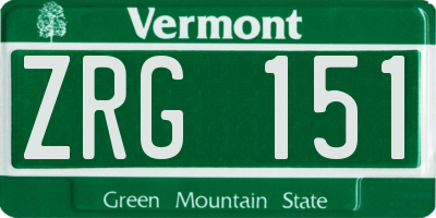 VT license plate ZRG151