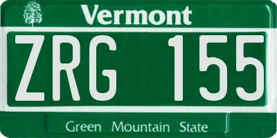 VT license plate ZRG155