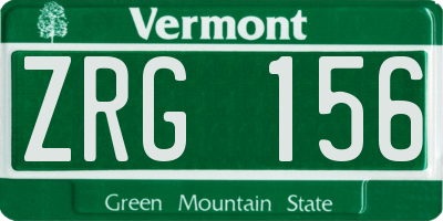 VT license plate ZRG156