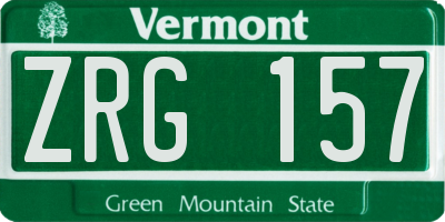 VT license plate ZRG157