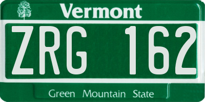 VT license plate ZRG162