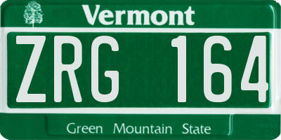 VT license plate ZRG164