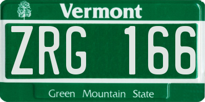 VT license plate ZRG166