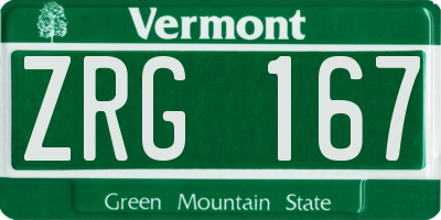 VT license plate ZRG167