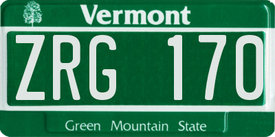 VT license plate ZRG170