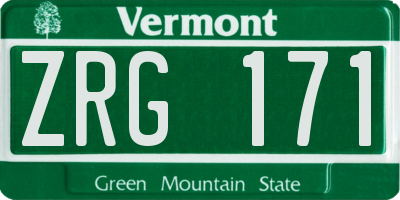 VT license plate ZRG171