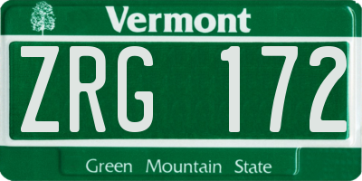 VT license plate ZRG172