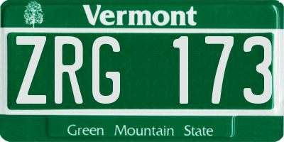 VT license plate ZRG173