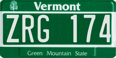 VT license plate ZRG174