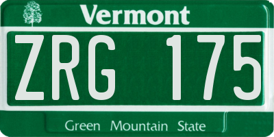 VT license plate ZRG175