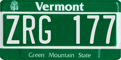 VT license plate ZRG177