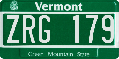 VT license plate ZRG179