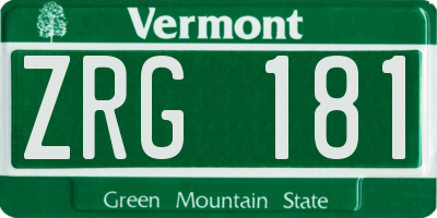 VT license plate ZRG181