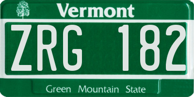 VT license plate ZRG182