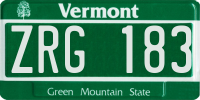 VT license plate ZRG183