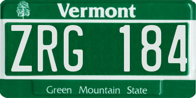 VT license plate ZRG184