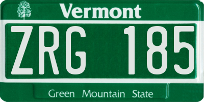 VT license plate ZRG185