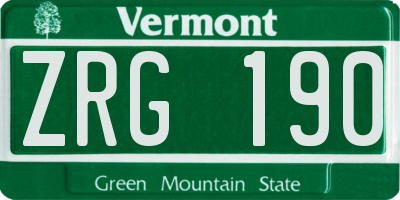 VT license plate ZRG190