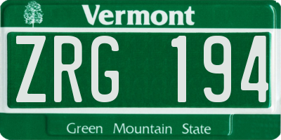 VT license plate ZRG194