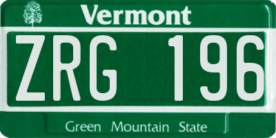 VT license plate ZRG196