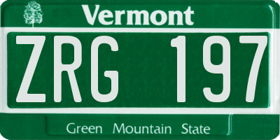 VT license plate ZRG197