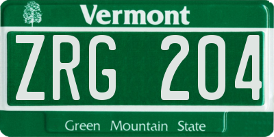VT license plate ZRG204