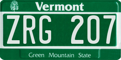 VT license plate ZRG207