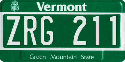 VT license plate ZRG211