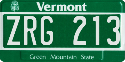 VT license plate ZRG213