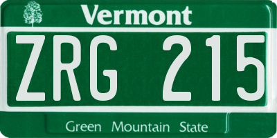 VT license plate ZRG215